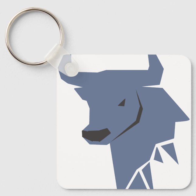 Blue Bull Zodiac – Cool Taurus Silhouette Keychain (Front)