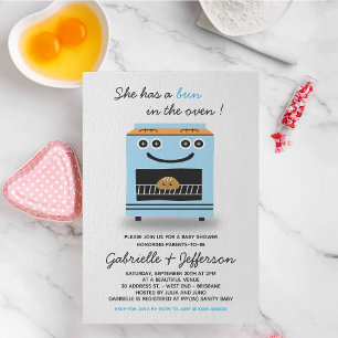 Blue Bun In The Oven Baby Shower Invitation