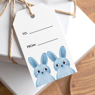 Blue bunnies Gift label  with to/from text