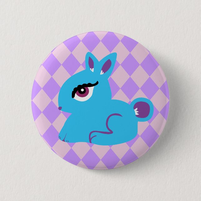 Blue Bunny 6 Cm Round Badge (Front)