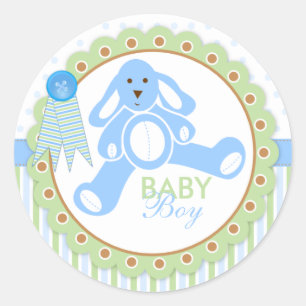 Blue Bunny Baby Boy Classic Round Sticker