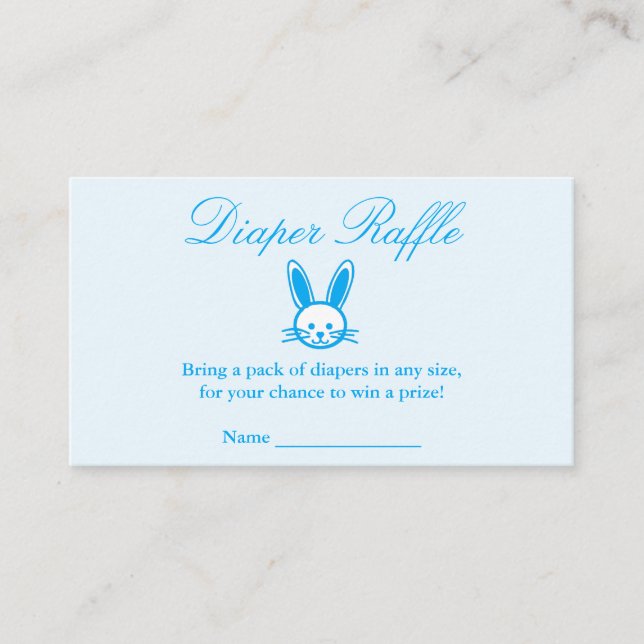 Blue Bunny Baby Shower Diaper Raffle Enclosure Card (Front)