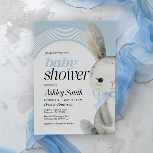 Blue Bunny Baby Shower Invitation