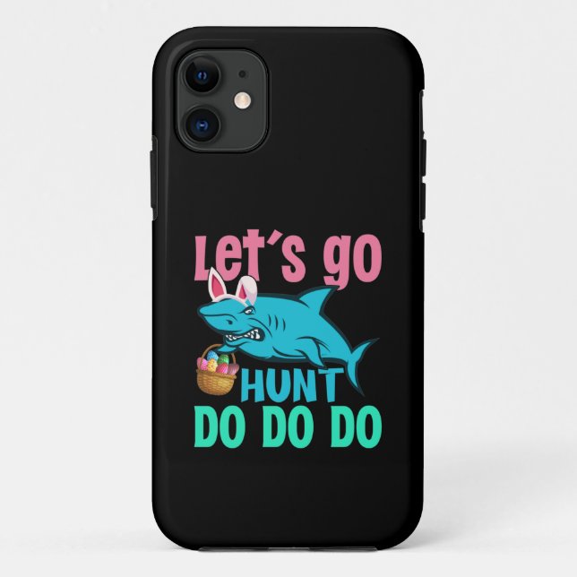 Blue Bunny Ears Shark Easter Egg Hunt Case-Mate iPhone Case (Back)