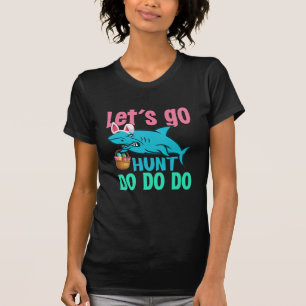 Blue Bunny Ears Shark Easter Egg Hunt T-Shirt