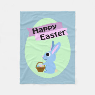 Blue Bunny Happy Easter Fleece Blanket