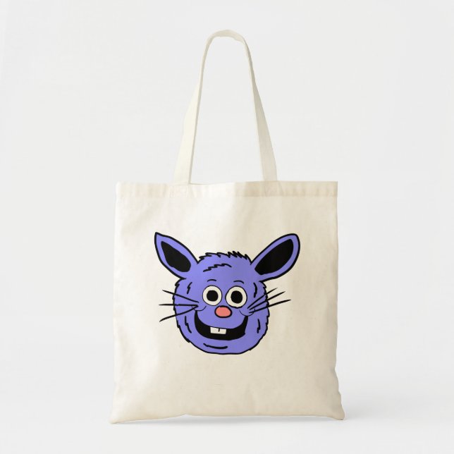 Blue Bunny Head Tote Bag (Front)