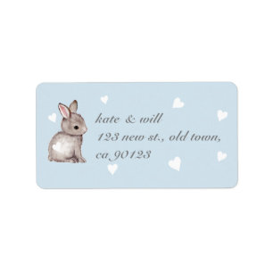 Blue Bunny Heart Address Labels