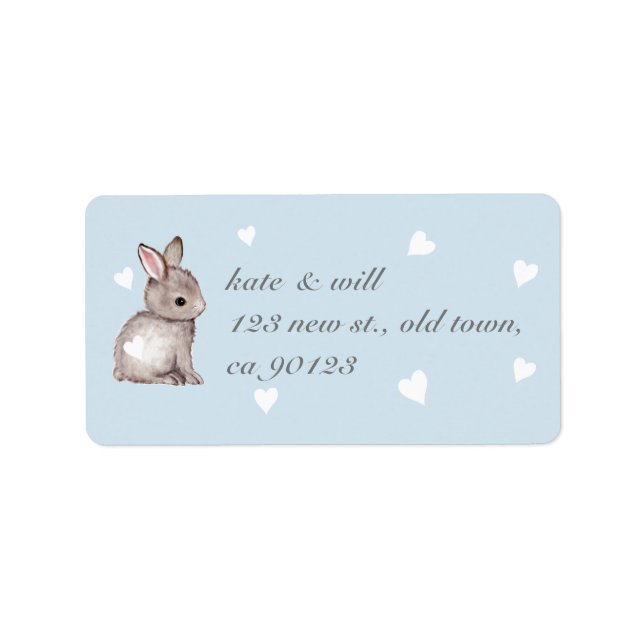 Blue Bunny Heart  Address Labels (Front)