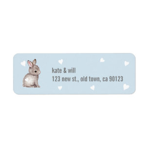 Blue Bunny Heart Return Address Labels