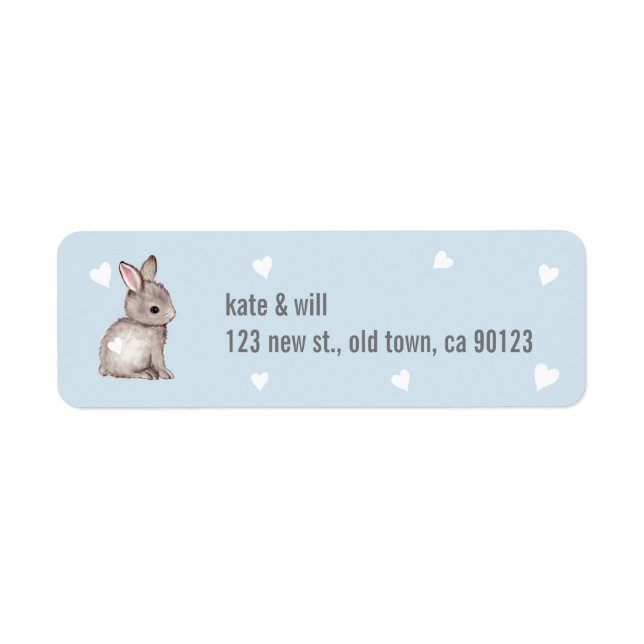 Blue Bunny Heart Return Address Labels (Front)