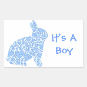 Blue Bunny It's a Boy Rectangular Sticker