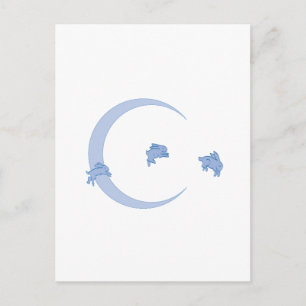 BLUE BUNNY MOON POSTCARD