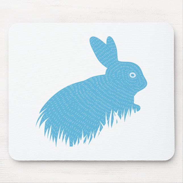 Blue Bunny Mouse Mat (Front)