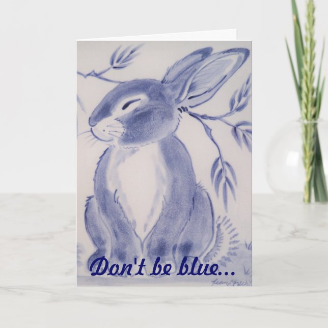 Blue Bunny Rabbit Get Well Card (Front)