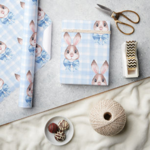 Blue Bunny Rabbit Gift Wrapping Paper