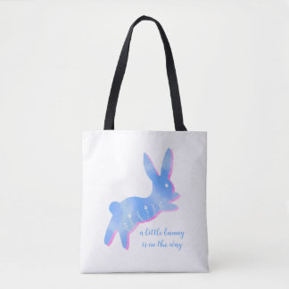 Blue Bunny Silhouette Cute Custom Boy Baby Shower Tote Bag