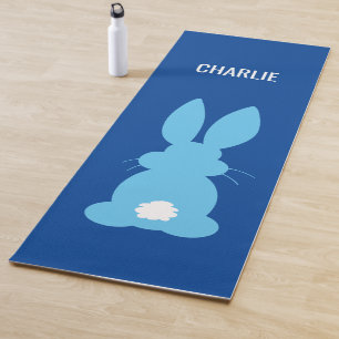 Blue Bunny Silhouette Personalised Cute Animal Yoga Mat