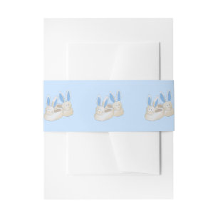 Blue Bunny Slipper Baby Shower Sleepover Party Invitation Belly Band