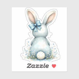Blue Bunny Tail Cottontail Easter Bunny with Eggs