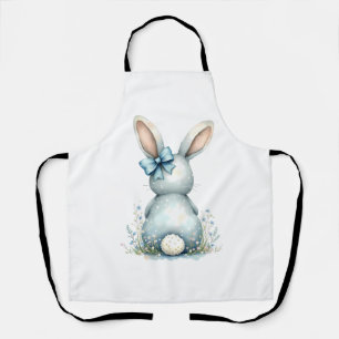 Blue Bunny Tail Cottontail Easter Bunny with Eggs Apron