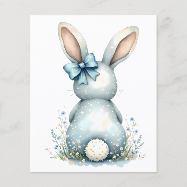 Blue Bunny Tail Cottontail Easter Bunny with Eggs Flyer (Front)