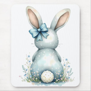 Blue Bunny Tail Cottontail Easter Bunny with Eggs Mouse Mat