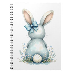 Blue Bunny Tail Cottontail Easter Bunny with Eggs Notebook
