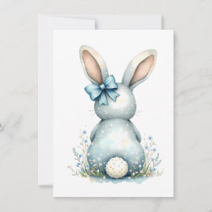 Blue Bunny Tail Cottontail Easter Bunny with Eggs Thank You Card