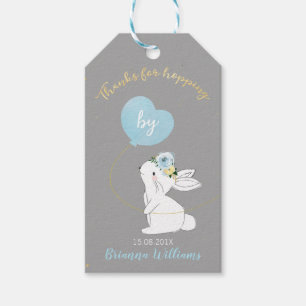 Blue Bunny Thanks For Hopping By Baby Shower Tag