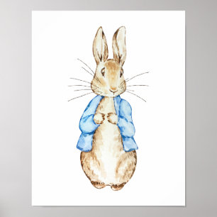 Blue Bunny Wall Art   Watercolor Rabbit