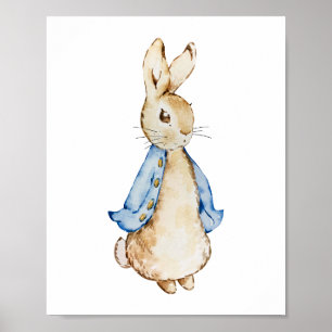 Blue Bunny Wall Art   Watercolor Rabbit