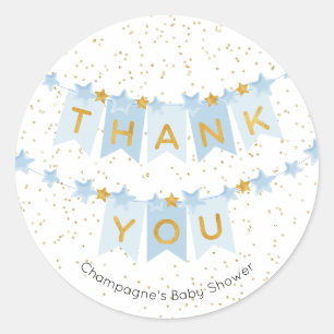 Blue Bunting Flags Gold Thank You Classic Round Sticker