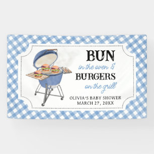 Blue Burger BBQ Baby Shower Banner