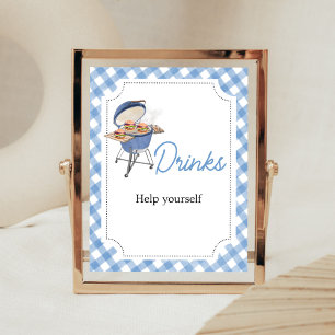 Blue Burger BBQ Baby Shower Drinks Poster