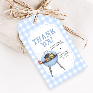 Blue Burger BBQ Baby Shower Favor Tags