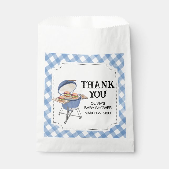 Blue Burger BBQ Baby Shower  Favour Bags (Front)