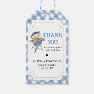 Blue Burger BBQ Baby Shower Favour Tags