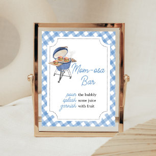 Blue Burger BBQ Baby Shower Mom Osa Bar Poster