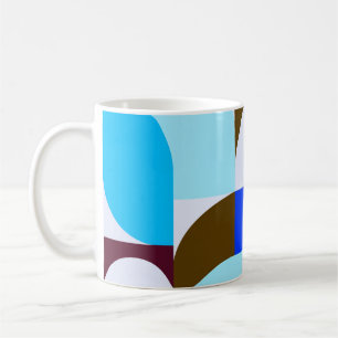 Blue Burgundy Aqua Geometric Composition Coffee Mug