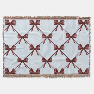 Blue Burgundy Bows Throw Blanket
