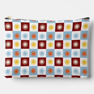 Blue Burgundy Gold Sunburst Large Pencil Pouch