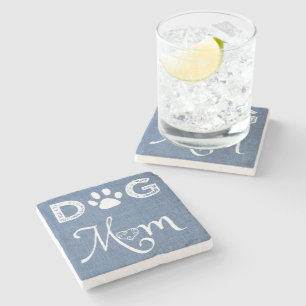 Blue Burlap Dog Mum Coaster