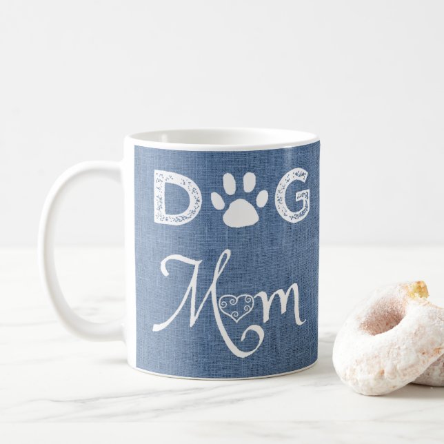 Blue Burlap Dog Mum Coffee Mug (With Donut)