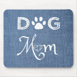 Blue Burlap Dog Mum Mouse Pad