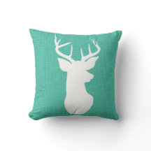 Blue Burlap Rustic Antler Deer Country