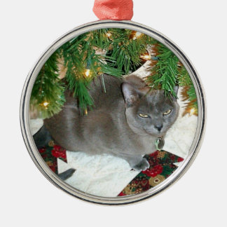 Blue Burmese Xmas Metal Tree Decoration
