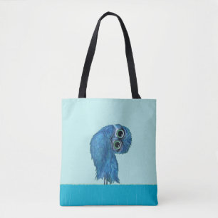Blue Burrowing Owl Coastal Art Tote Bag