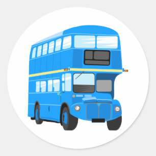 Blue Bus Classic Round Sticker