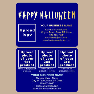 Blue Business Brand on Halloween Rectangle Foil Holiday Card